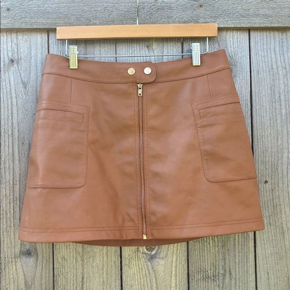 Free People Brown Leather Mini Skirt